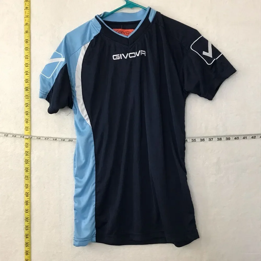 NWT Givova Sz Medium Mens Soccer Jersey Navy Blue Shirt Tee Tshirt V Neck